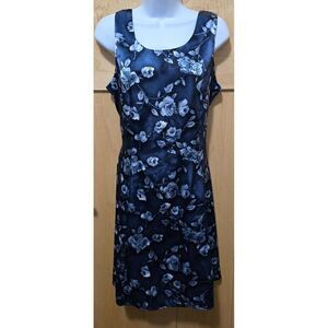 Jodi Michaels Womens Floral Sleeveless Dress With Crisscross Back Detail Size 12
